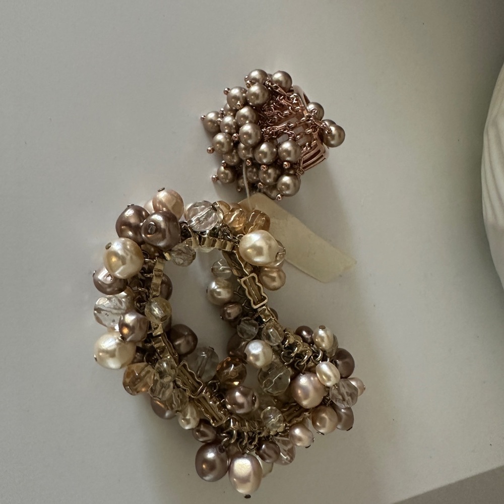 HANMIRAI CO Pearl Cluster Bracelet and Ring Set